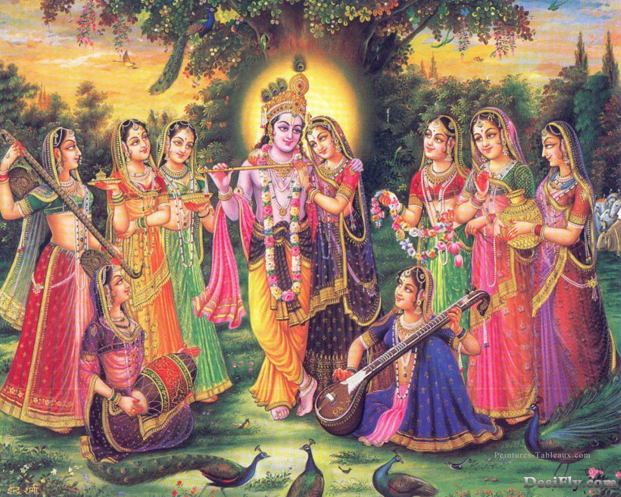 Radha Krishna 2 Hindou Peintures à l'huile
